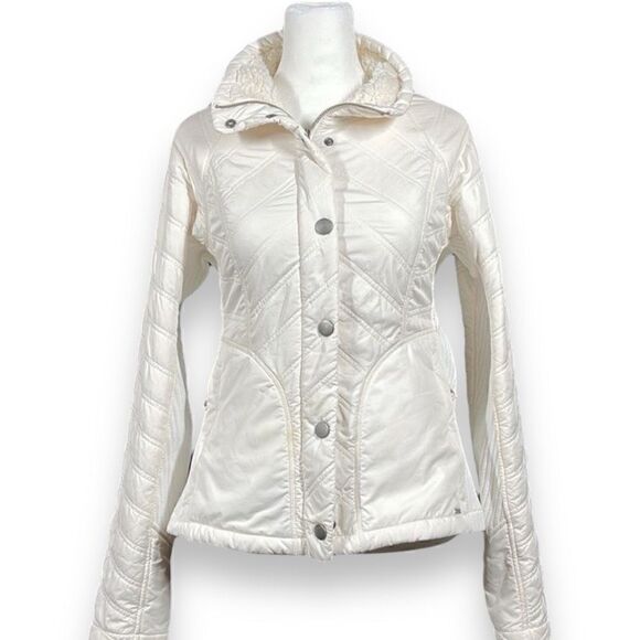 prAna Diva Softshell Jacket Womens Small S White Button Zip Front Sherpa Lined - Picture 2 of 14